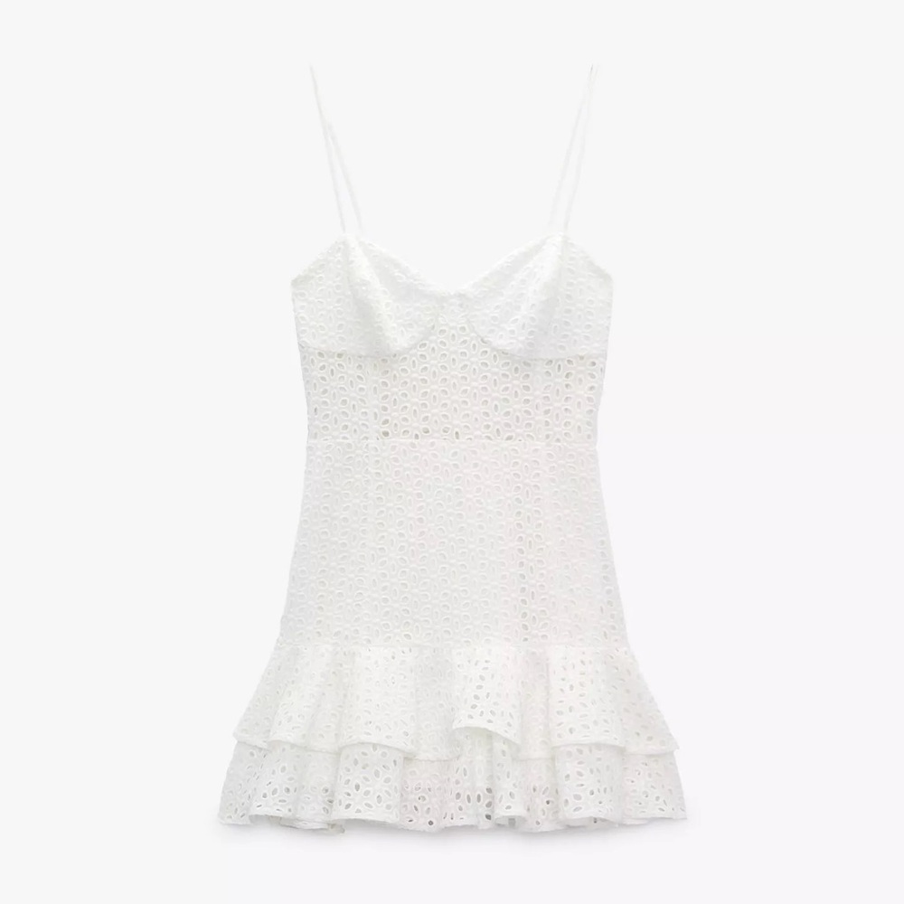 Zara white ruffles dress